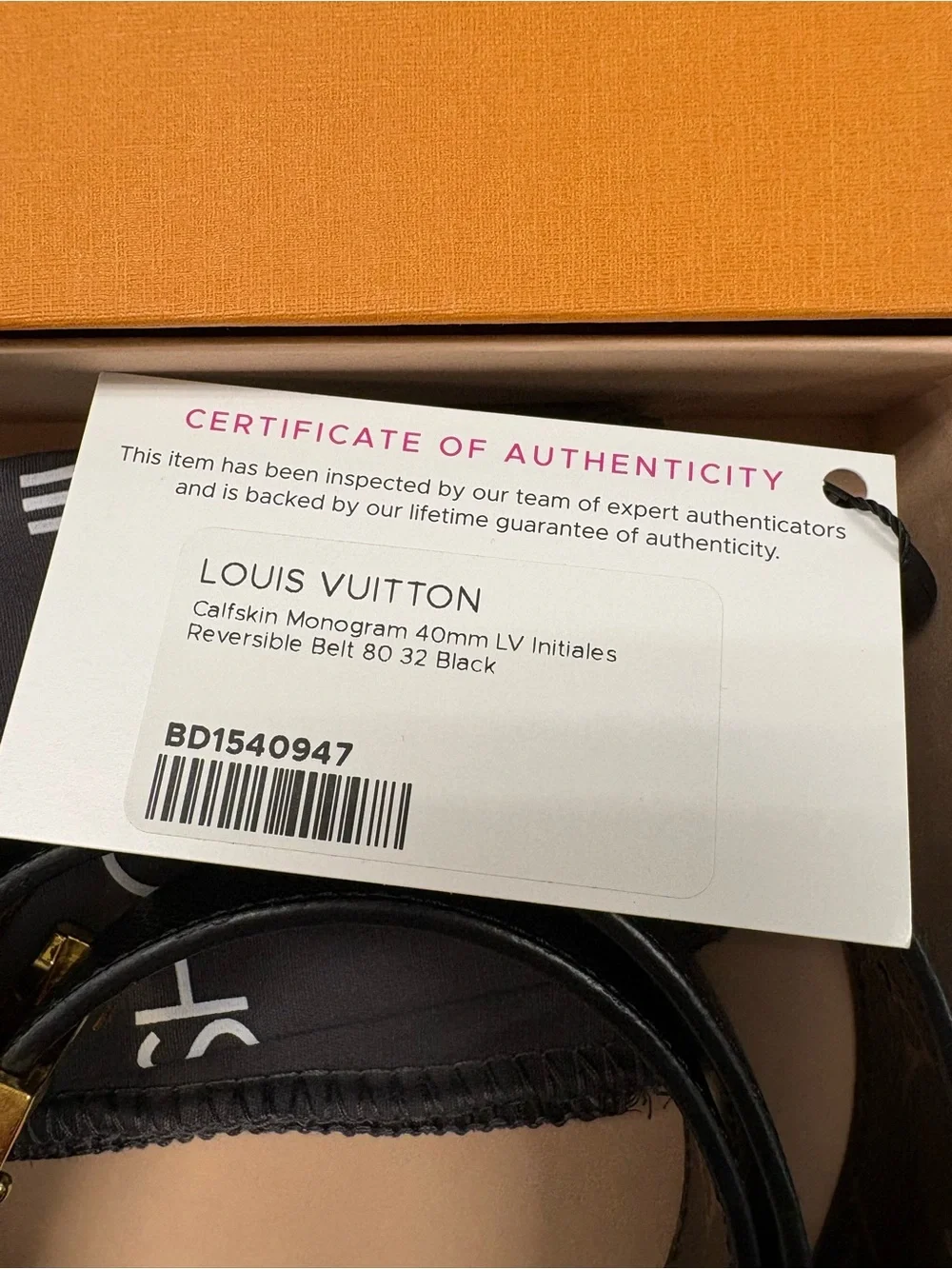 LOUIS VUITTON Calfskin Monogram 40mm LV Initiales Reversible Belt 80 32 Black